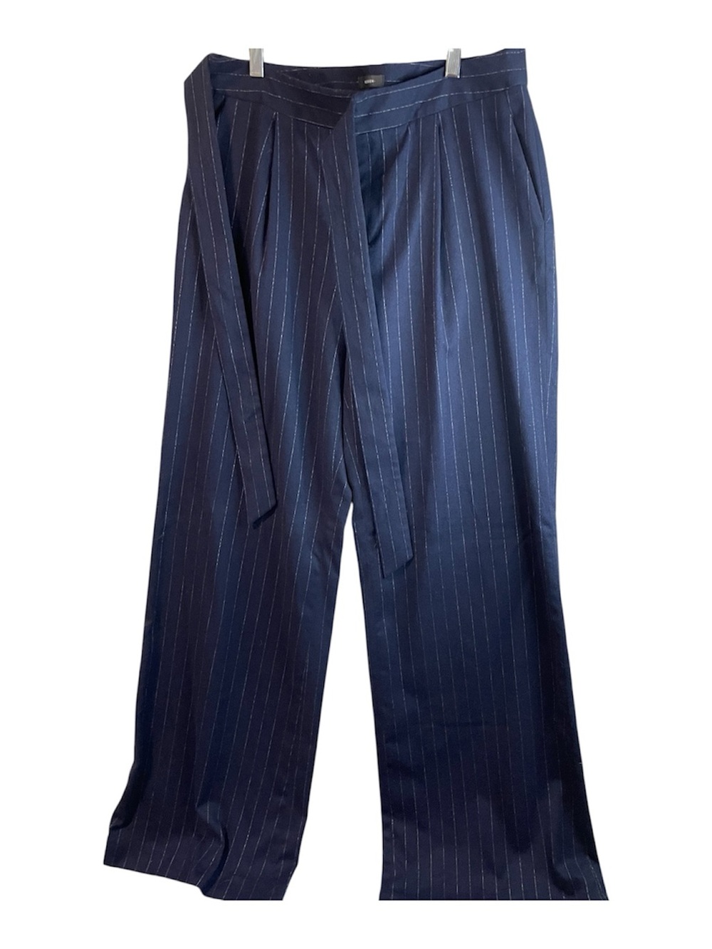 Halogen Navy Pinstripe Wide-Leg Trousers